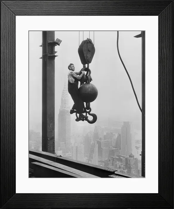 Framed Print : Steel Worker On Structure Rising On Site Framed Print : Steel Worker On Structure Rising On Site