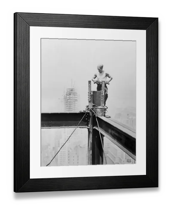 Framed Print : Steel Worker Arranging Steel Frame Framed Print : Steel Worker Arranging Steel Frame