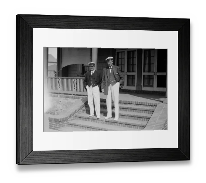 Framed Print : Socialites Thomas Lipton and Duncan Neill Standing Outside on Steps Framed Print : Socialites Thomas Lipton and Duncan Neill Standing Outside on Steps