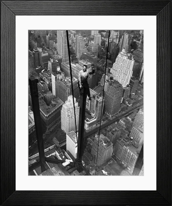 Framed Print : Construction Worker Waves from Empire State Construction Framed Print : Construction Worker Waves from Empire State Construction