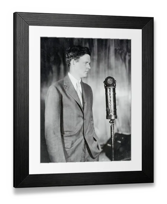 Framed Print : Charles Lindbergh Making Debut as Radio Broadcaster Framed Print : Charles Lindbergh Making Debut as Radio Broadcaster