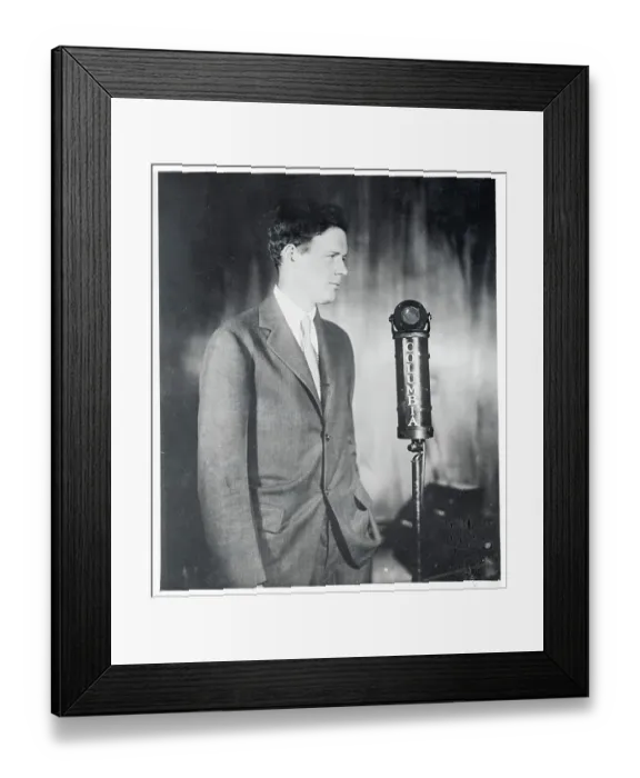 Framed Print : Portrait of Charles Lindbergh on Radio Framed Print : Portrait of Charles Lindbergh on Radio