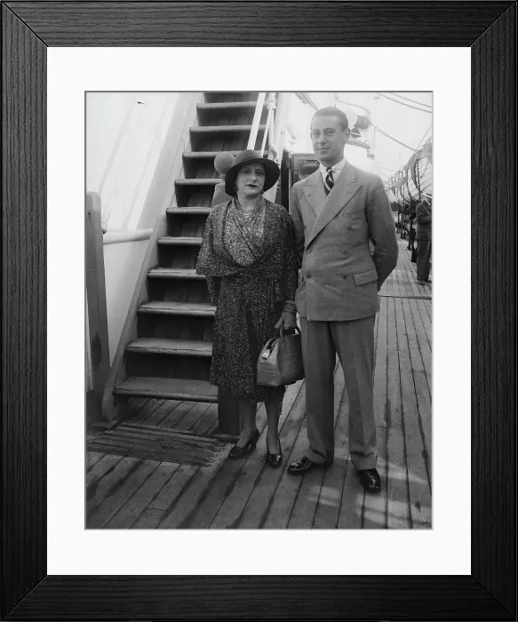 Framed Print : Helena Rubinstein and Son Sailing on Boat Framed Print : Helena Rubinstein and Son Sailing on Boat