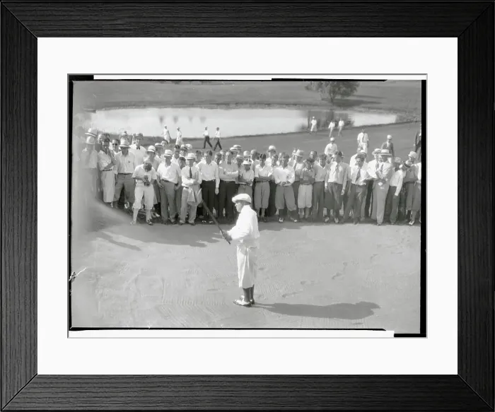 Framed Print : Crowd Watching Bobby Jones Hitting from Trap Framed Print : Crowd Watching Bobby Jones Hitting from Trap