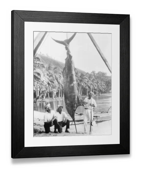 Framed Print : Novelist Zane Grey and Friends with Swordfish Framed Print : Novelist Zane Grey and Friends with Swordfish