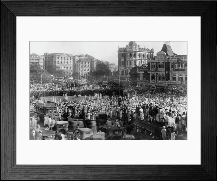 Framed Print : Bombay Police and Merchants During Street Protest Framed Print : Bombay Police and Merchants During Street Protest