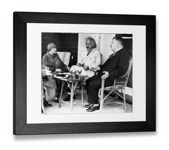 Framed Print : Albert Einstein with His Wife and Dr Paul Schwarz Framed Print : Albert Einstein with His Wife and Dr Paul Schwarz