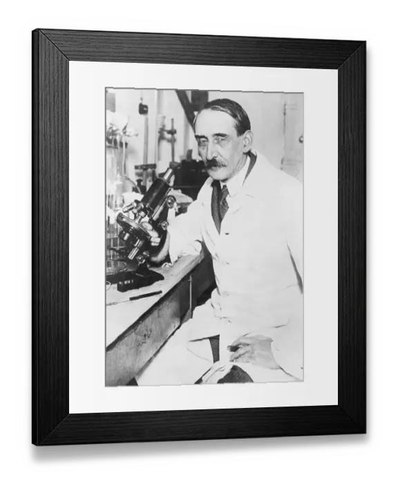 Framed Print : Hermann Dostal In Lab W / Microscope Framed Print : Hermann Dostal In Lab W / Microscope