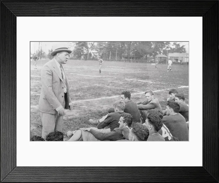 Framed Print : Coach Knute Rockne on Field with Players Framed Print : Coach Knute Rockne on Field with Players