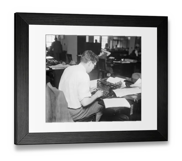 Framed Print : Reporter Typing Story- Ny Daily News Framed Print : Reporter Typing Story- Ny Daily News
