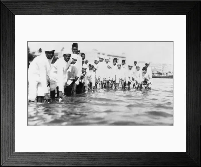 Framed Print : Indian Citizens Attempting to Take Salt from Sea Framed Print : Indian Citizens Attempting to Take Salt from Sea