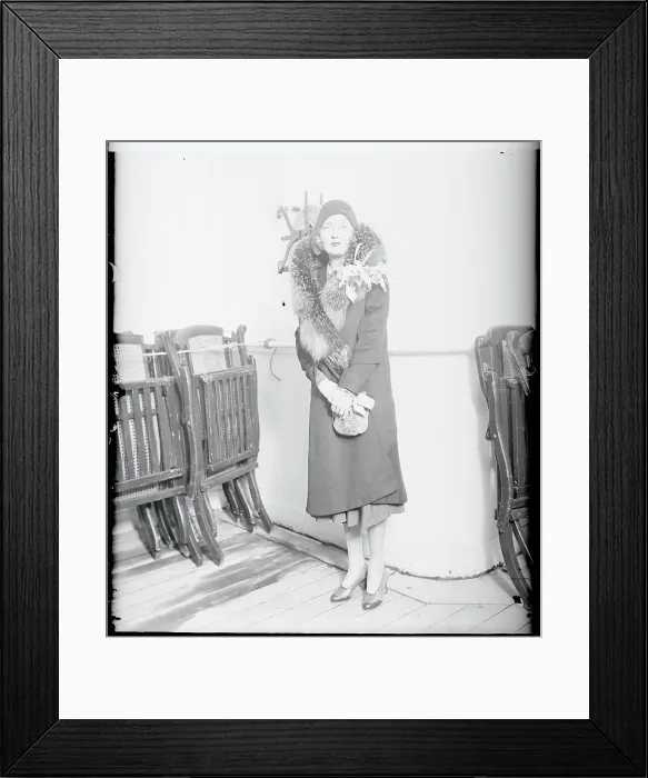 Framed Print : Peggy Joyce Standing on Deck of Ship Framed Print : Peggy Joyce Standing on Deck of Ship