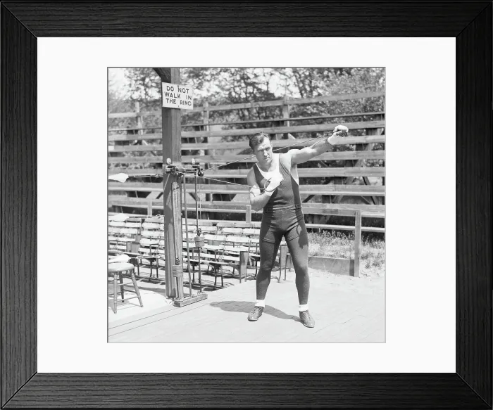 Framed Print : Boxer Jack Sharkey Training for Bout