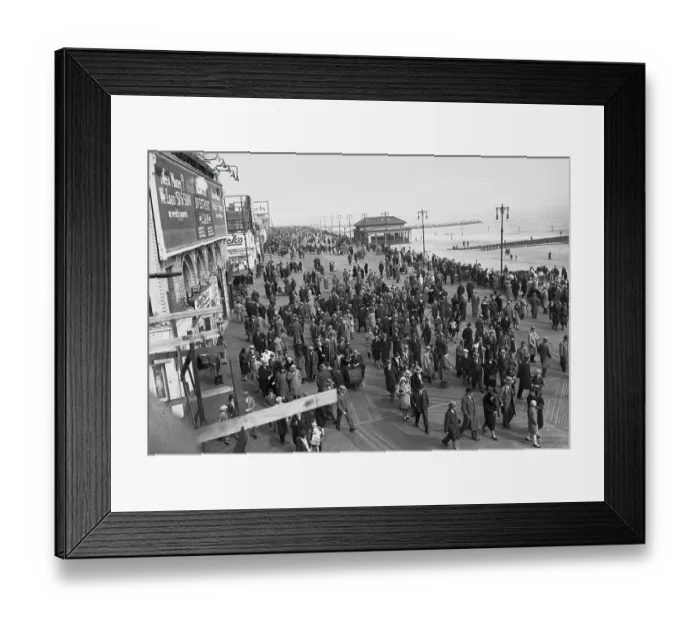 Framed Print : Crowds on the Coney Island Boardwalk Framed Print : Crowds on the Coney Island Boardwalk