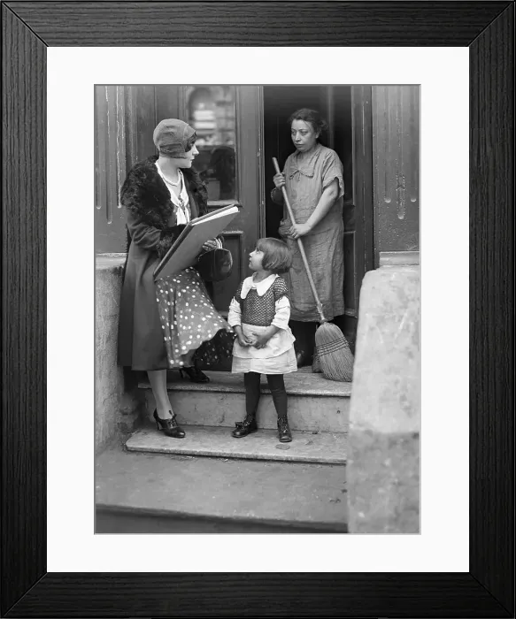 Framed Print : Census Taker Speaking to Tenants Framed Print : Census Taker Speaking to Tenants