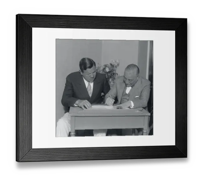 Framed Print : Babe Ruth Signing Contract with Colonel Ruppert