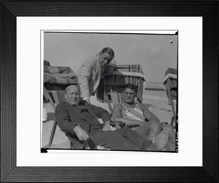 Framed Print : Knute Rockne and Friends Sitting on Miami Beach Framed Print : Knute Rockne and Friends Sitting on Miami Beach
