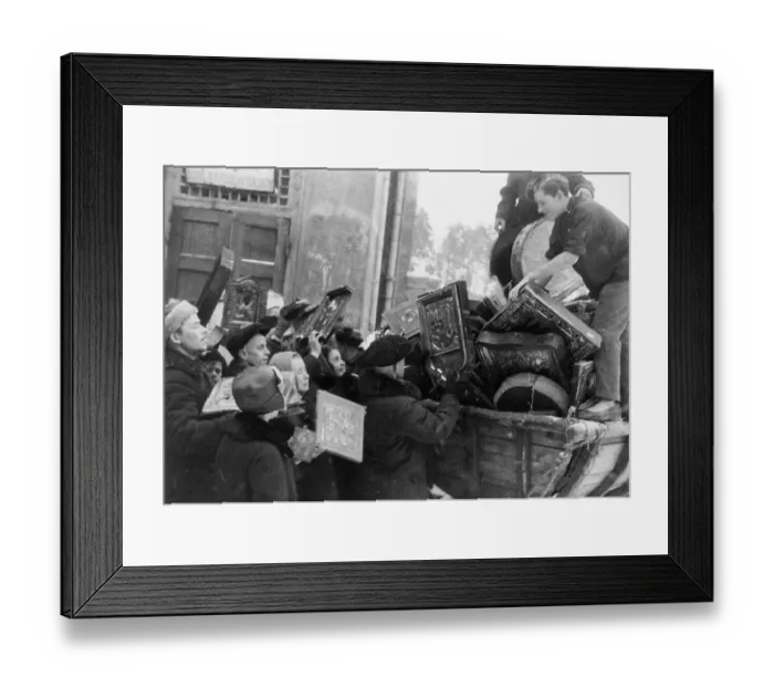Framed Print : Crowd Loading Religious Objects on Truck Framed Print : Crowd Loading Religious Objects on Truck