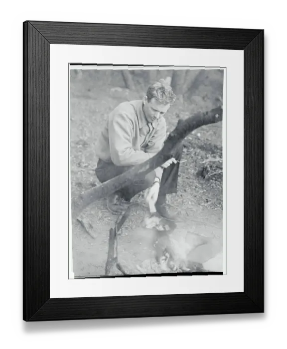 Framed Print : Charles Lindbergh Cooking Food in Frying Pan Framed Print : Charles Lindbergh Cooking Food in Frying Pan