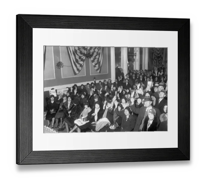 Framed Print : Garment Workers in Meeting with Hands Raised Framed Print : Garment Workers in Meeting with Hands Raised