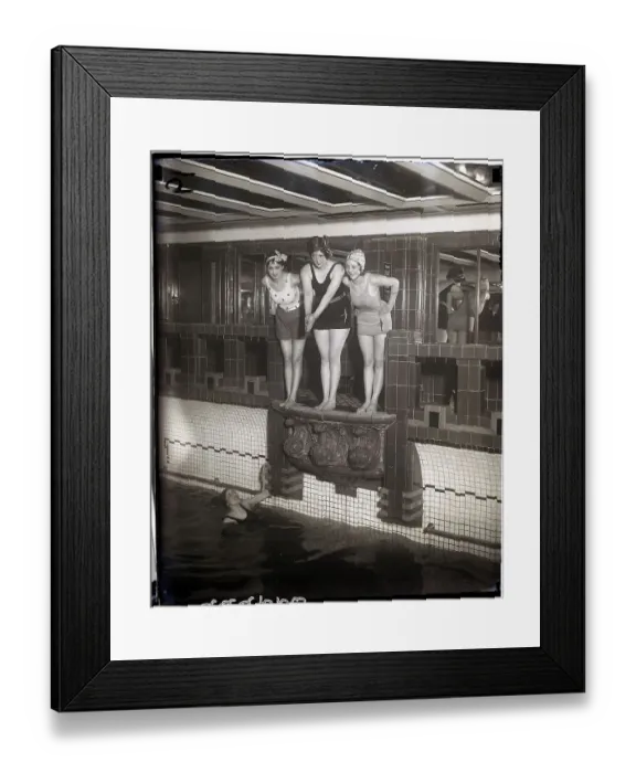 Framed Print : Chorus Girls Christen Ship Swimming Pool Framed Print : Chorus Girls Christen Ship Swimming Pool