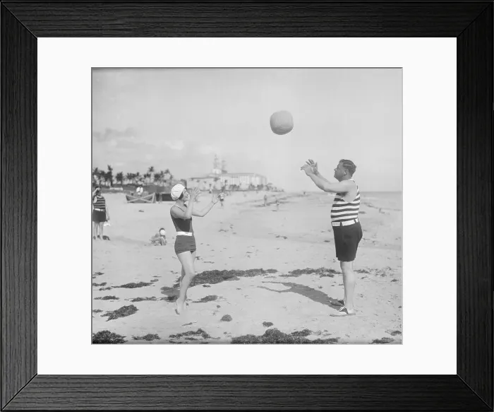 Framed Print : Babe Ruth and Wife Playing on Beach Framed Print : Babe Ruth and Wife Playing on Beach