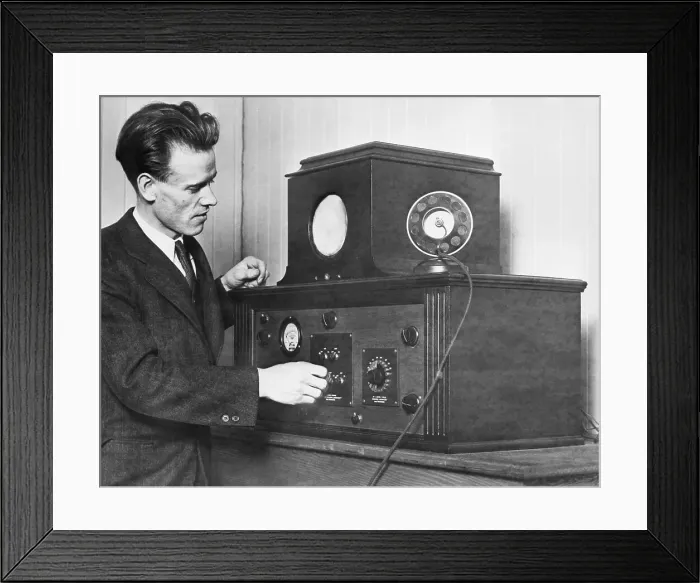 Framed Print : Philo T. Farnsworth with his Television Receiver Framed Print : Philo T. Farnsworth with his Television Receiver