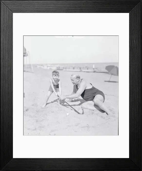 Framed Print : Knute Rockne Teaching Young Son Golf Framed Print : Knute Rockne Teaching Young Son Golf