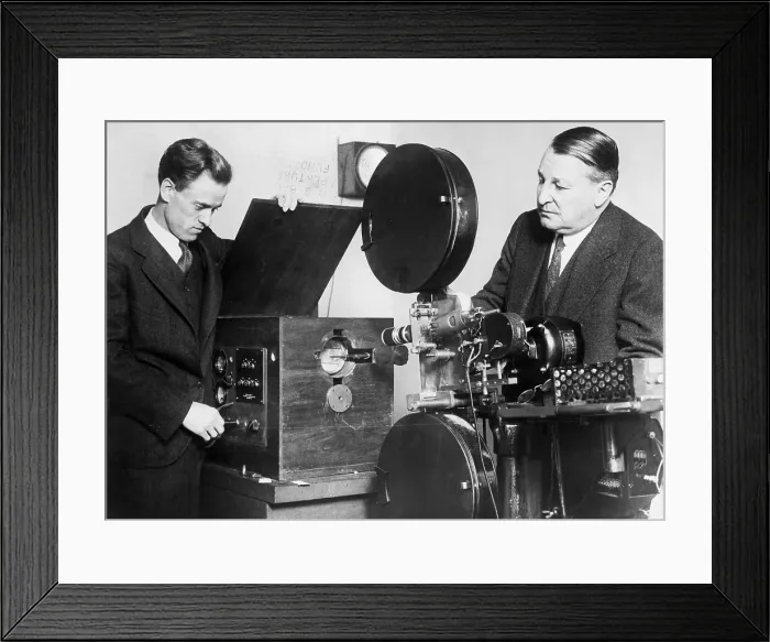 Framed Print : P. Farnsworth Demonstrates Transmitter Framed Print : P. Farnsworth Demonstrates Transmitter