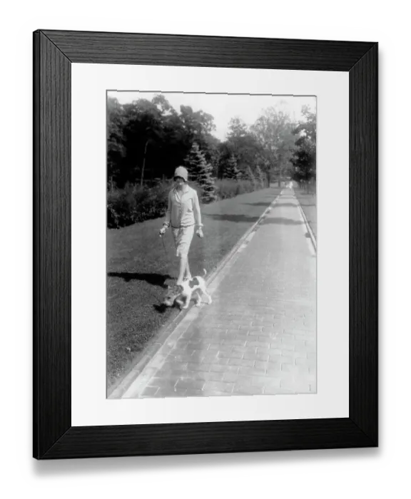 Framed Print : Woman Walking With Dog Framed Print : Woman Walking With Dog
