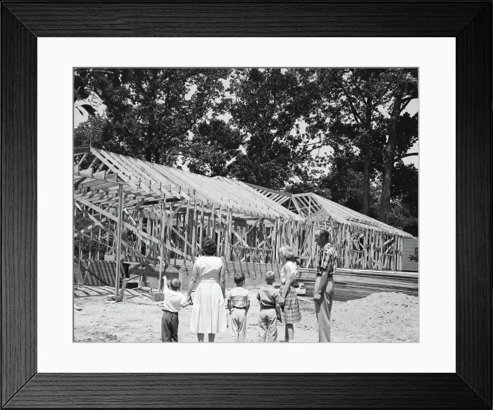 Framed Print : Family Looking at House Frame Framed Print : Family Looking at House Frame