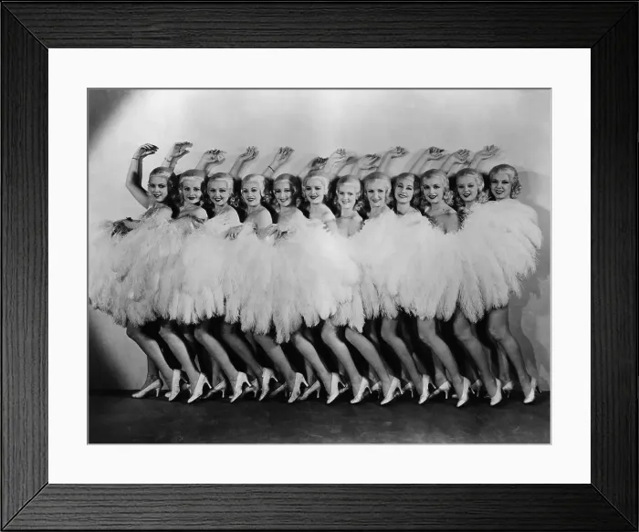 Framed Print : Line Of Chorus Girls In Feathered Costumes