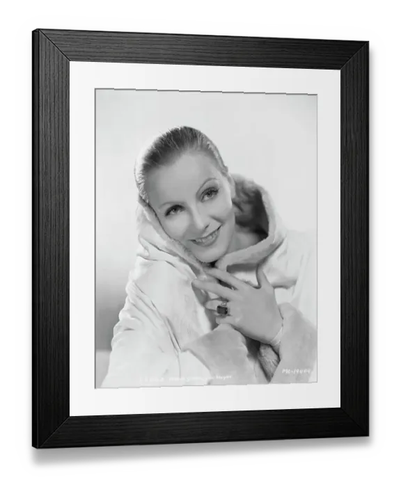 Framed Print : Actress Greta Garbo Wearing White with Pulled Back Hairstyle Framed Print : Actress Greta Garbo Wearing White with Pulled Back Hairstyle
