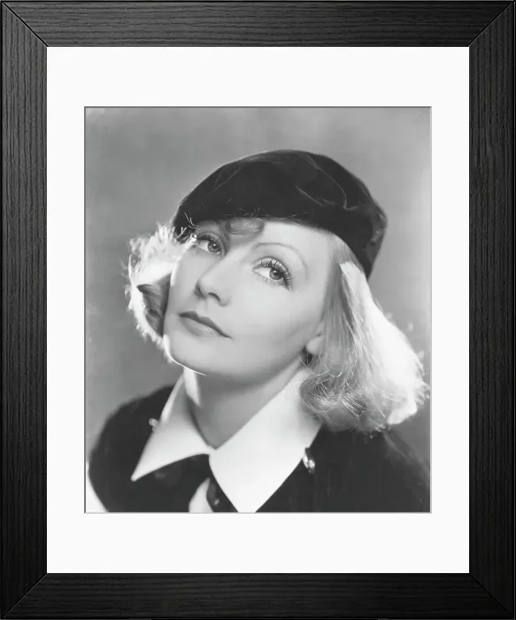 Framed Print : Actress Greta Garbo Wearing Black Beret