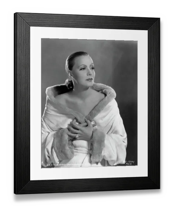 Framed Print : Actress Greta Garbo Wearing White with Pulled Back Hairstyle Framed Print : Actress Greta Garbo Wearing White with Pulled Back Hairstyle