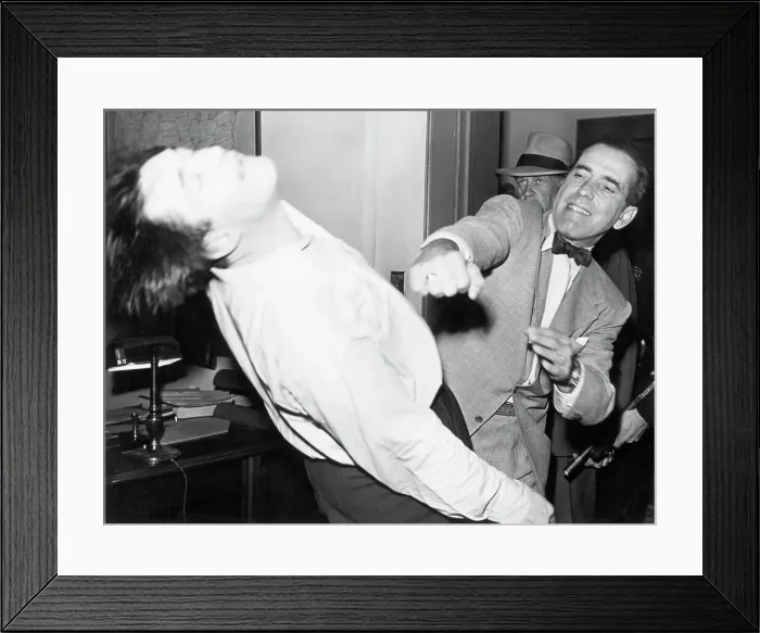 Framed Print : Humphrey Bogart Punching Another Actor Framed Print : Humphrey Bogart Punching Another Actor