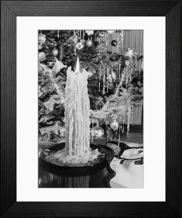 Framed Print : Lighted Candle and Christmas Tree Framed Print : Lighted Candle and Christmas Tree