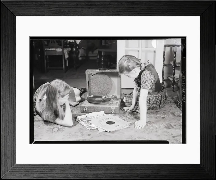 Framed Print : Girls Listening To Phonograph Framed Print : Girls Listening To Phonograph