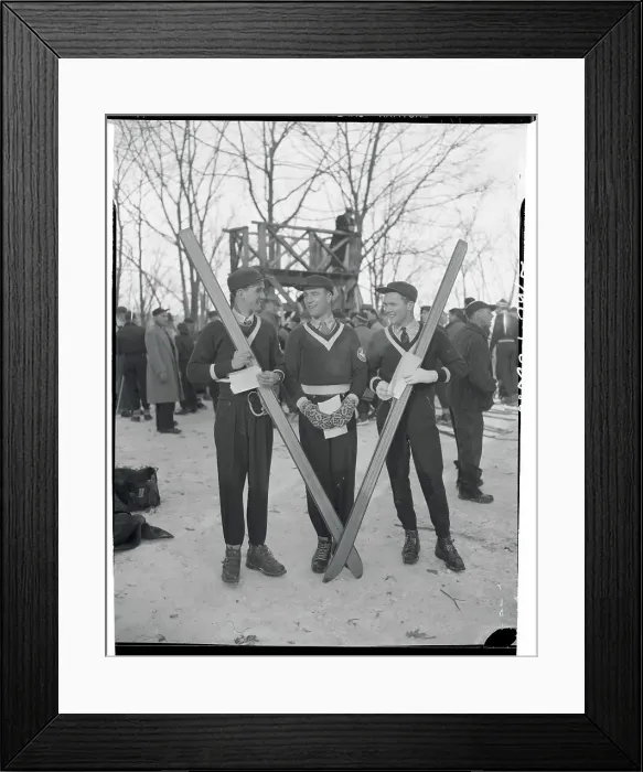 Framed Print : Sibling Ski Professionals Posing With Gear Framed Print : Sibling Ski Professionals Posing With Gear