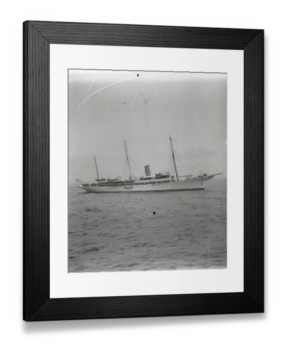 Framed Print : Large Yacht Offshore