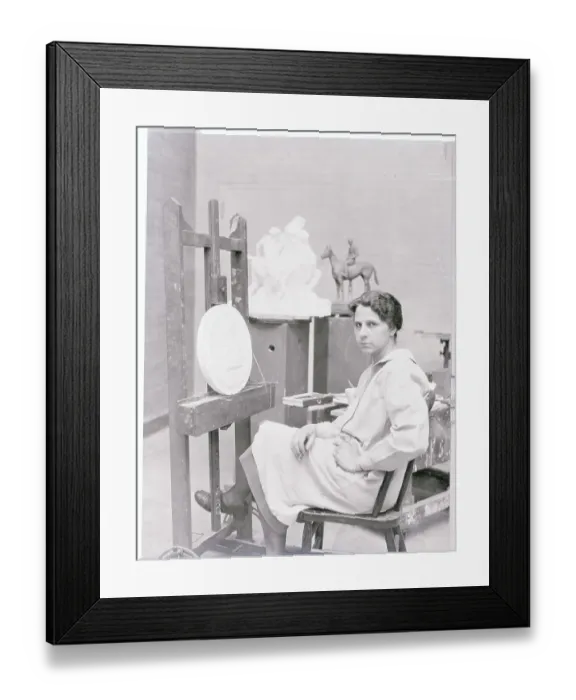Framed Print : Laura Gardin Fraser Carving a Plaster Cast Framed Print : Laura Gardin Fraser Carving a Plaster Cast