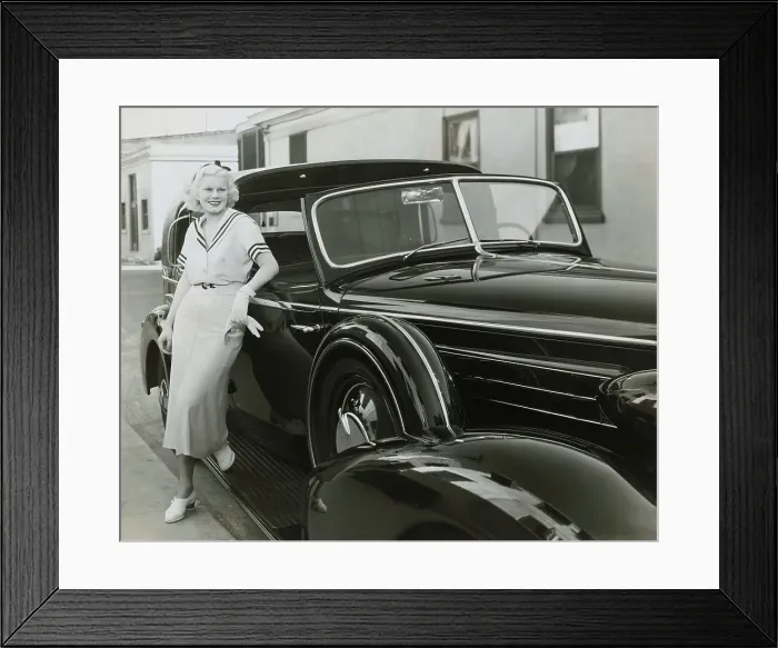 Framed Print : Jean Harlow Posing with Cadillac Framed Print : Jean Harlow Posing with Cadillac