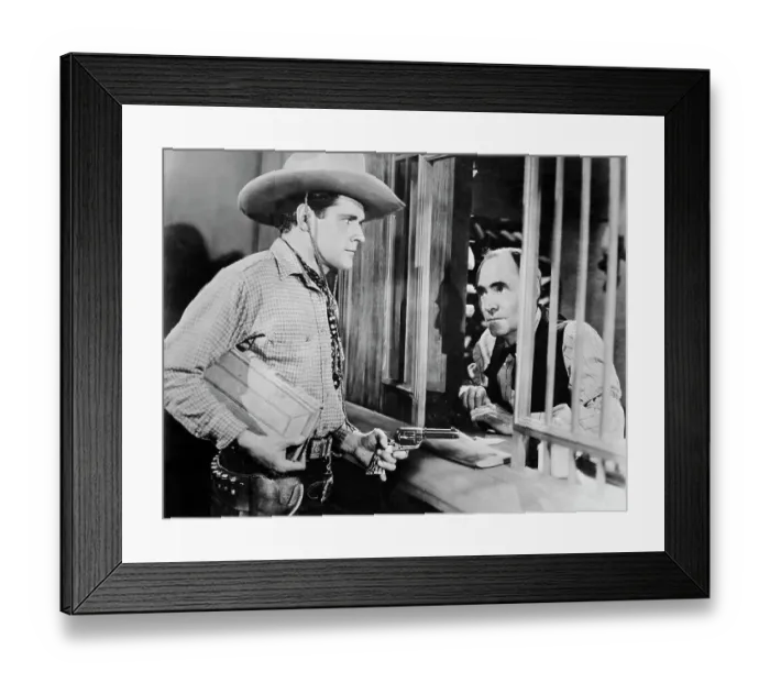 Framed Print : Bank Robbery in Old West Framed Print : Bank Robbery in Old West