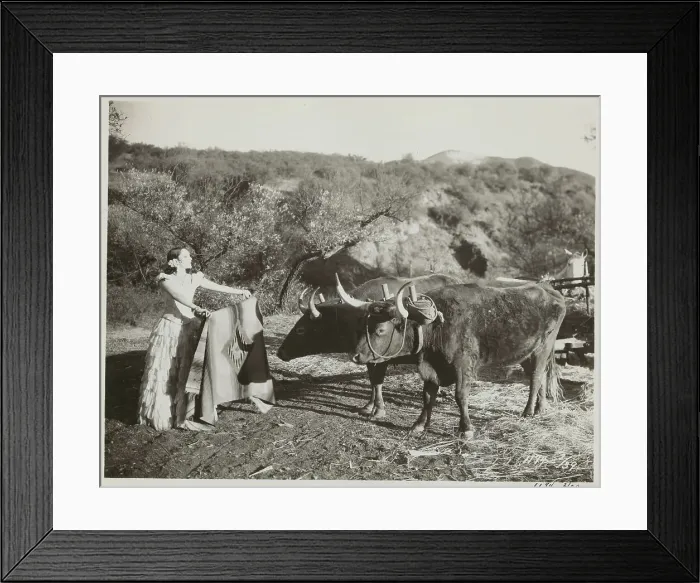 Framed Print : Actress Dolores Del Rio Tempting Two Farm Oxen