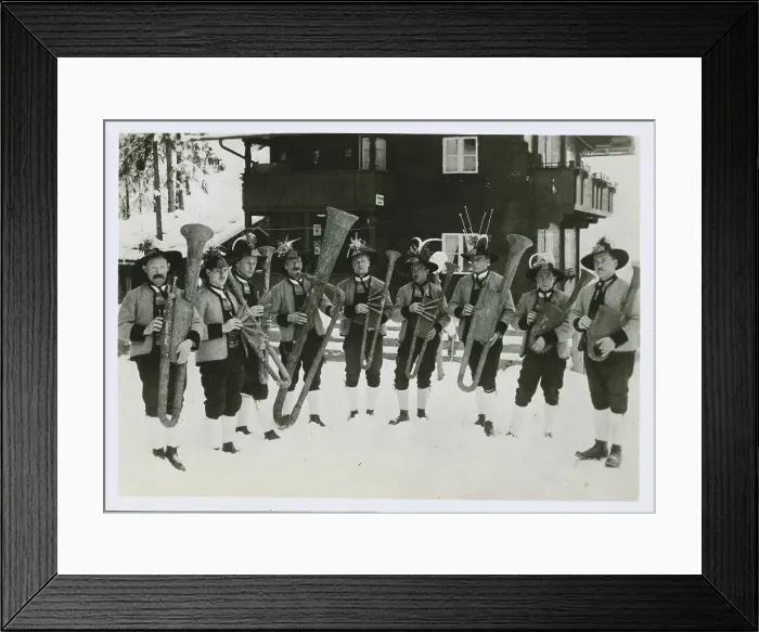 Framed Print : Austrians Outdoors with Wooden Instruments Framed Print : Austrians Outdoors with Wooden Instruments