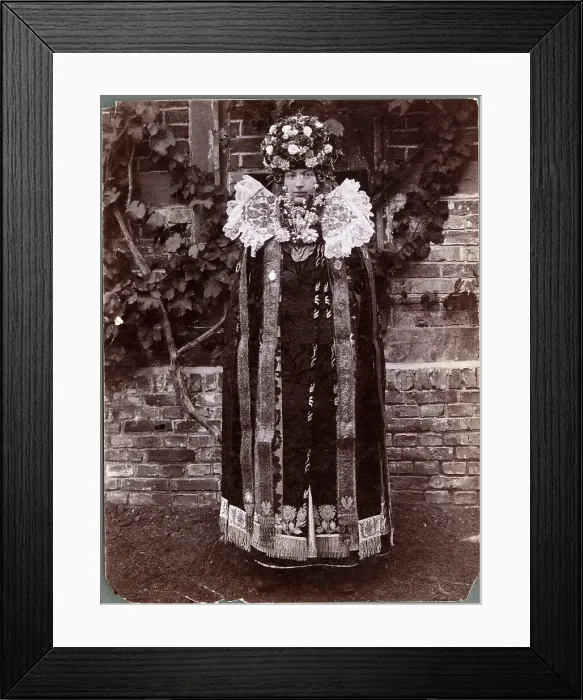 Framed Print : German Bride Posing in Elaborate Attire Framed Print : German Bride Posing in Elaborate Attire