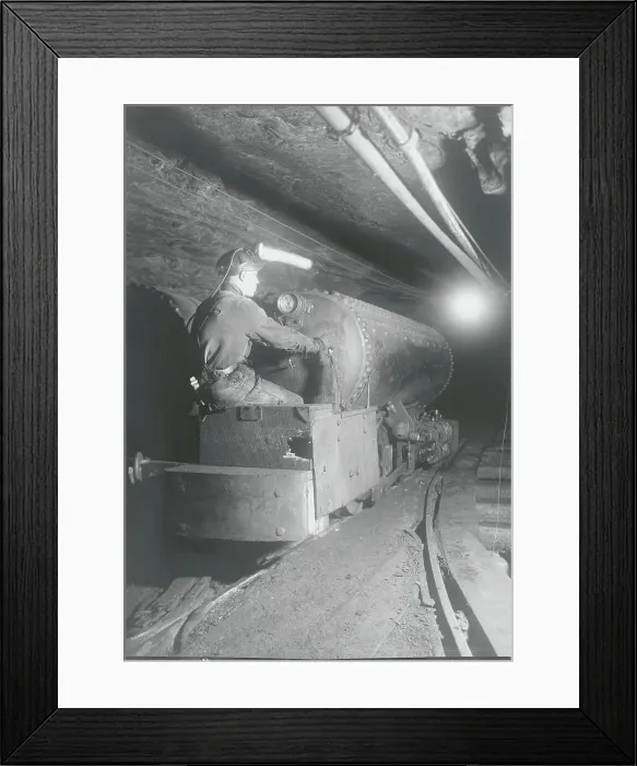 Framed Print : Worker Operating Compressed Air Locomotive Framed Print : Worker Operating Compressed Air Locomotive