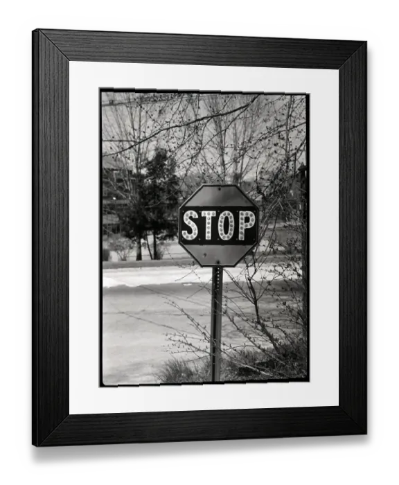 Framed Print : Stop Sign. View of a stop sign along the side of the street. Undated photograph. BPA2#3830 Framed Print : Stop Sign. View of a stop sign along the side of the street. Undated photograph. BPA2#3830