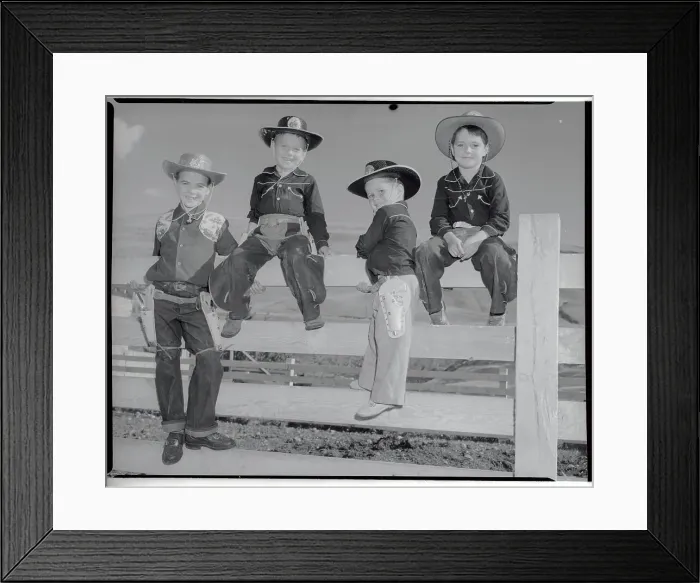 Framed Print : Boys Dressed as Cowboys