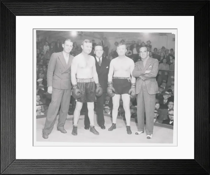 Framed Print : Billy Parke Sr. in the Ring with Young Opponent and Celebrities